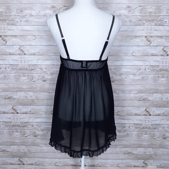 Apt 9 Babydoll Lingerie M Black White 726 - Picture 2 of 4